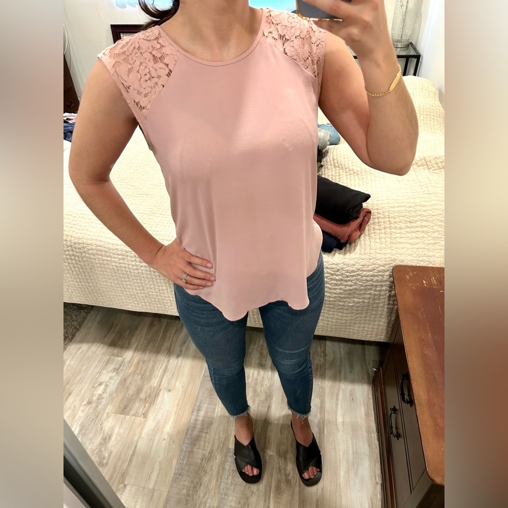 J.Crew Pink Top with Lace